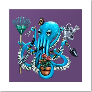 "Octo Gardener" - Octopus Landscaper Posters and Art